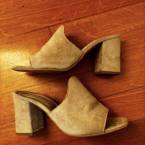 Nude suede mules with leather insole size 38