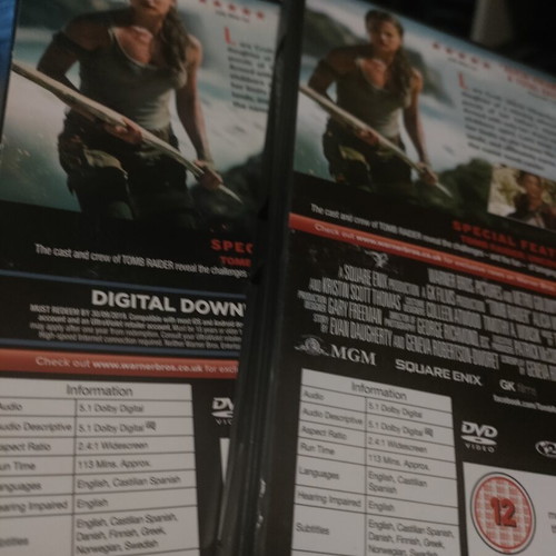 Tomb Raider DVD like new with Greek subtitles and slipcover