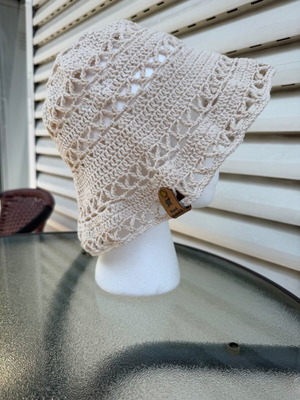 Handmade Crochet Lace Bucket Hat new, cotton summer sun hat