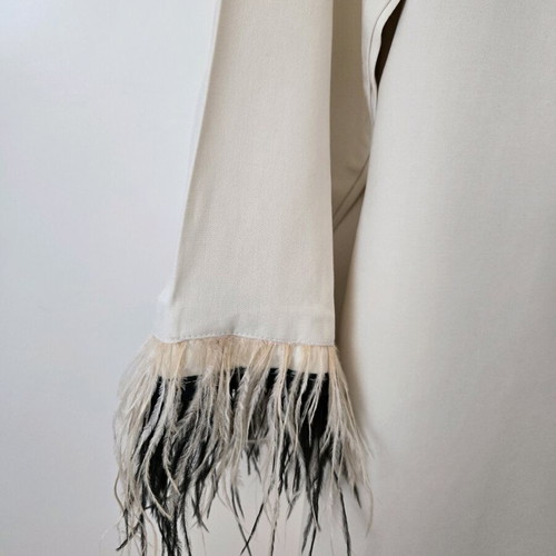 Midi dress with feathers new, beige, size M
