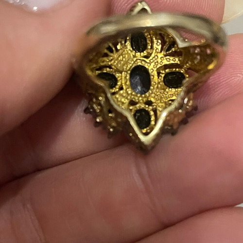 Gold ring 9k and silver 925 with sapphires and diamonds vintage used