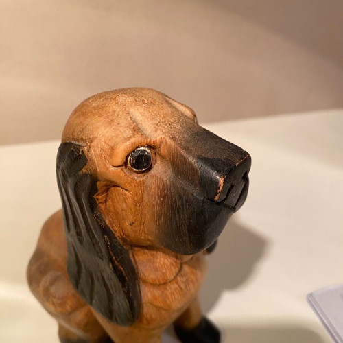 Wooden decorative dog used, cocker spaniel with long ears