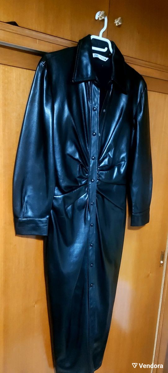 zara faux leather shirt dress Zara faux leather belted shirt dress sz M. – Kristen's Consignment