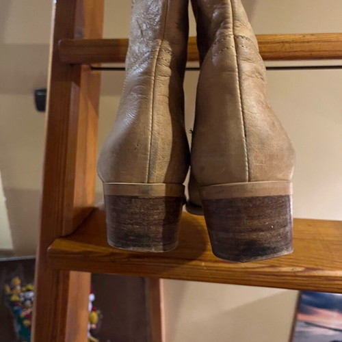 Women's leather boots used, size 39, beige
