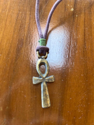 Ankh Egyptian cross on brown cord new