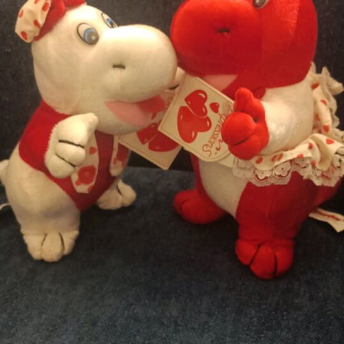 Soft Expressions by Dan Dee vintage plush hippos set of 2 new