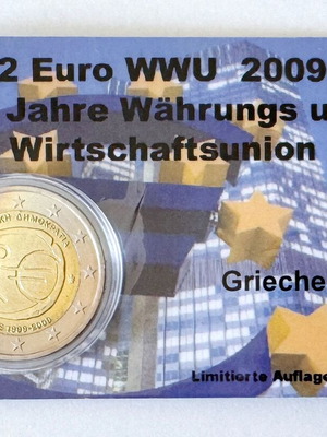 2 Euro Coin 2009 10th Anniversary Economic and Monetary Union BU
