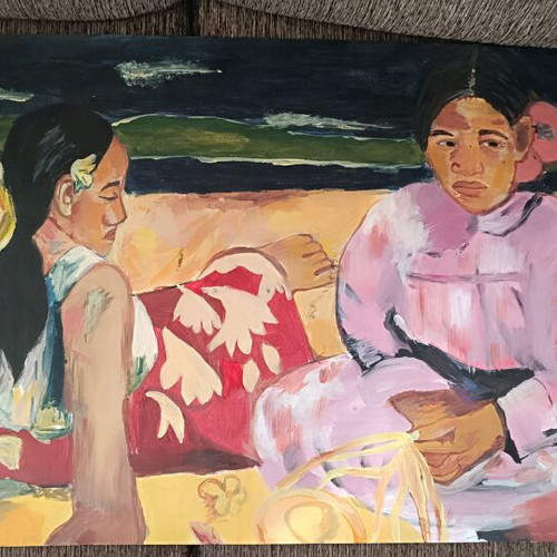 Art painting Femmes de Tahiti ou Sur la Plage acrylic new