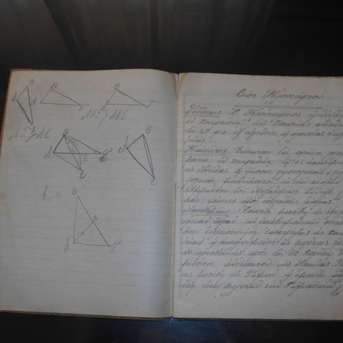 School writing notebook used, 68 pages, Plutarch and Homer notes