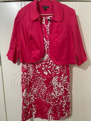 Dana Kay women's dress with matching jacket like new, red