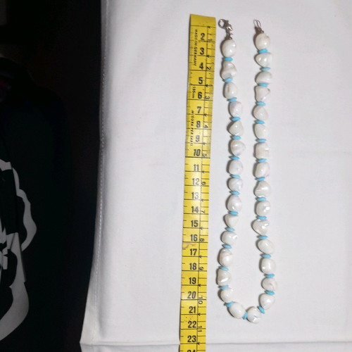 Silver necklace, mother of pearl and turquoise