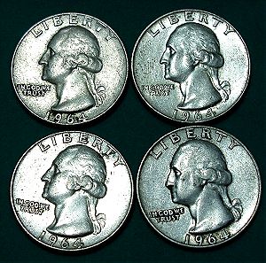 1964 X 4  , ¼ Δολλάρια Ουάσινγκτον [ ΑΚΥΚΛΟΦΟΡΗΤΑ ].