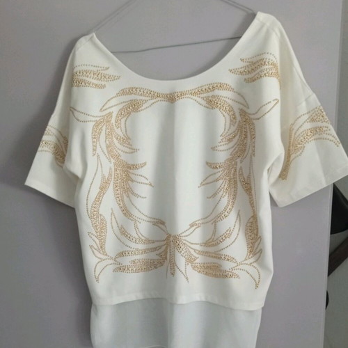 Sweewe blouse white like new with gold details size L