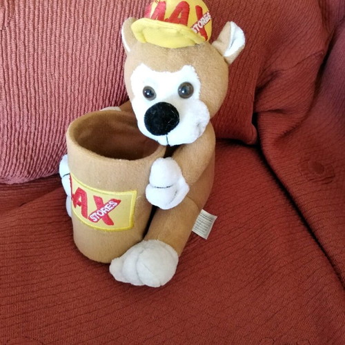 Max Stores pencil holder with plush animal used, height 18cm