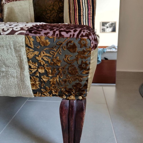 Armchair with velvet patches like new