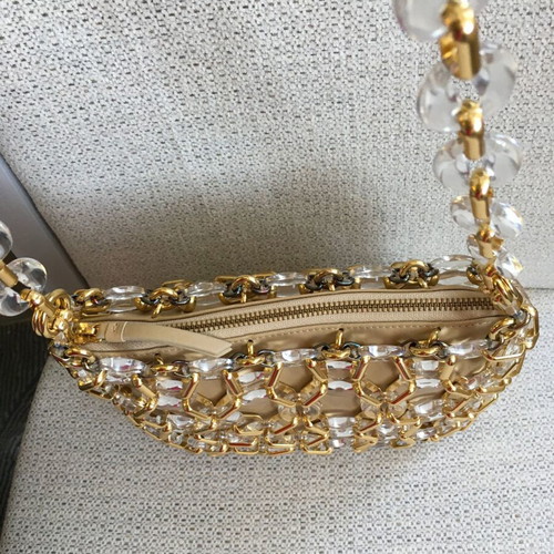 By Far Capria Chainlink leather shoulder bag nude new
