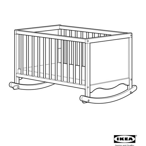 IKEA Solgul Wooden Cradle with Mattress 50x80, Like New