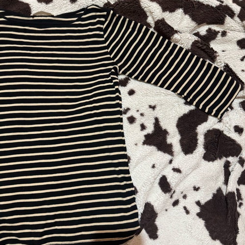 Zara organic cotton striped top black and beige like new