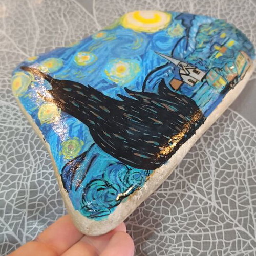 Painted stone Starry Night Van Gogh made to order