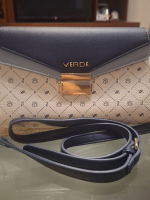 Verde Monogram crossbody bag blue-beige, 25x15 cm