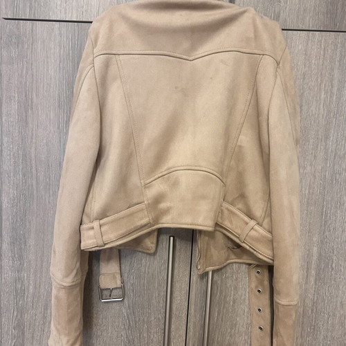 Jacket suede women's beige with detachable belt, like new