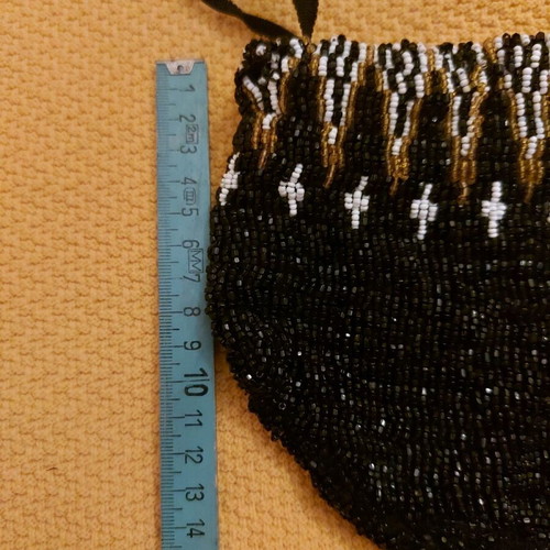 Evening beaded hand bag used, black multicolor