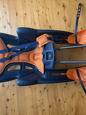 Child bike seat like new, dark blue with orange