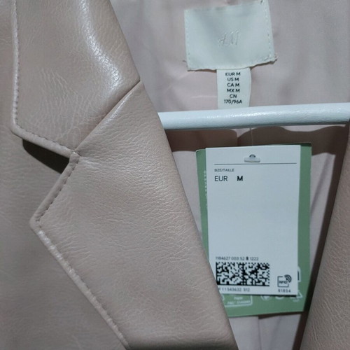 H&M pink leather jacket new, size M oversize