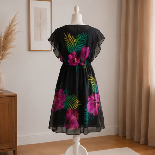 BPC beach dress L/XL like new, black with floral print