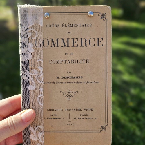 Handmade notebook from 1910 French commerce manual like new