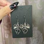 Dragon earrings new handmade steel hooks silver