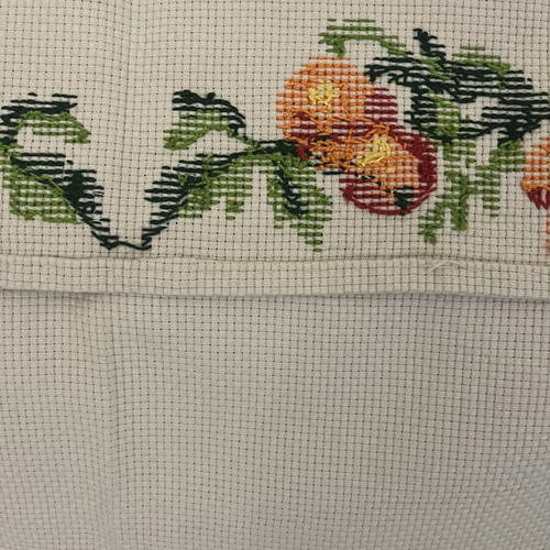 Handmade cross-stitch tablecloth with fruit design 69×69 cm new
