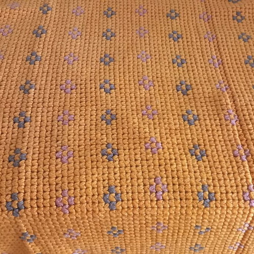 Handmade new blanket 1.75x1.30 orange with brown