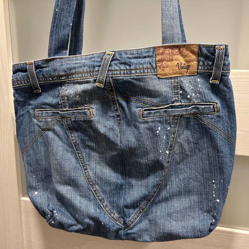 Shoulder bag like new, handmade denim tote with vintage style