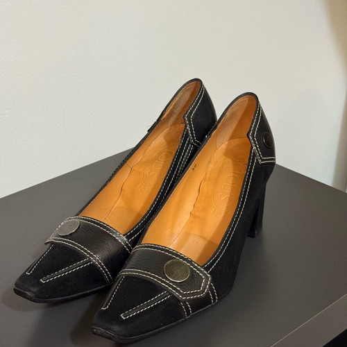 Tod’s pumps used, leather, size 38, black block heel