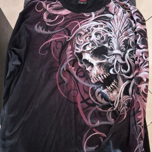 Skull Spiral winter men's shirt XL like new, black red