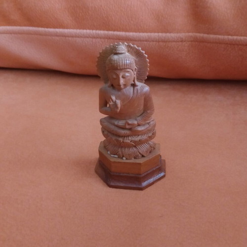 Vintage wooden Buddha figurine like new, small handmade decor