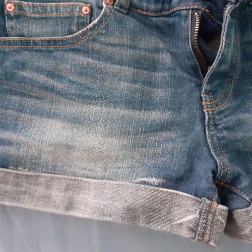 Mango denim shorts like new, size Small, blue with faded details