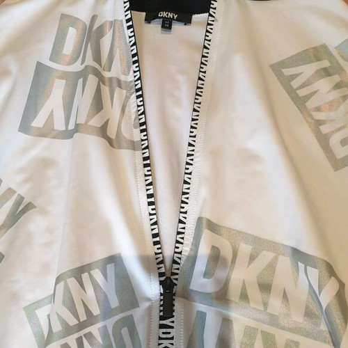 DKNY sleeveless top and skirt set like new, white with silver and black details