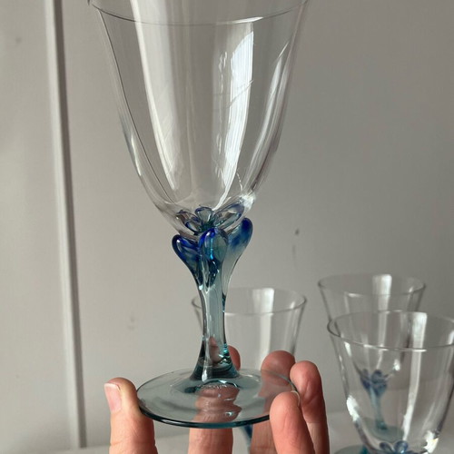 Vintage Arc France Reflet Marine Glasses set of 4 used