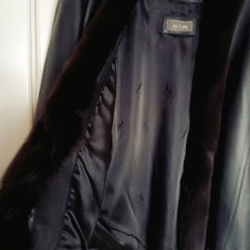 Italian leather jacket with fur like new, black