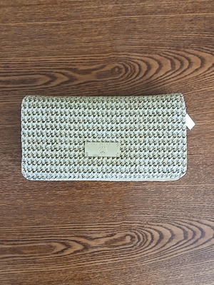 Women's Straw Wallet new, beige with woven texture