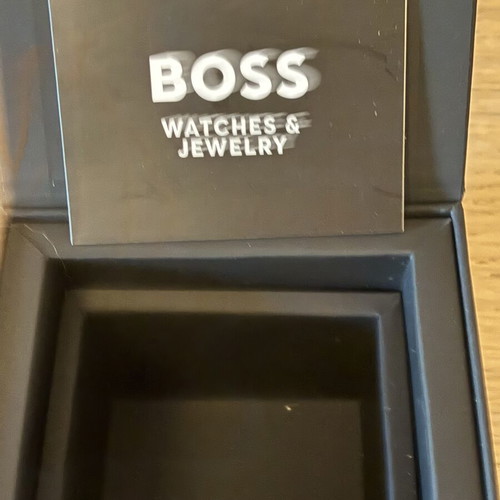 Boss men's watch with blue black dial and gold plated bracelet new