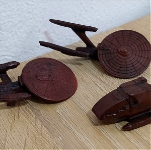 3x Vintage Διαστημόπλοια Μινιατούρες Star Trek Bronze Micromachines