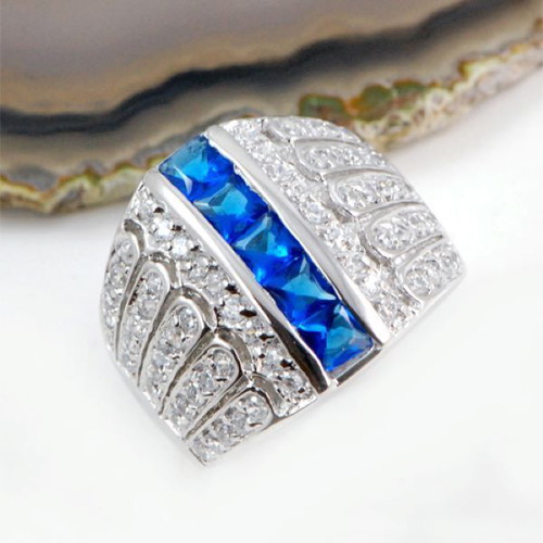 Blue Topaz and Zirgon Ring in Fashion 925 Silver Size 54 New