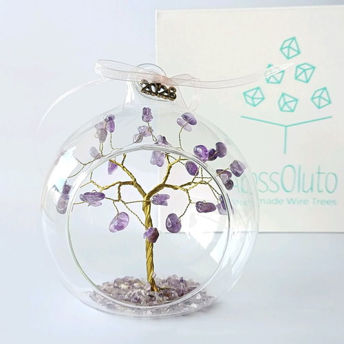 Handmade lucky charm glass ball with tree and amethyst 2026 new