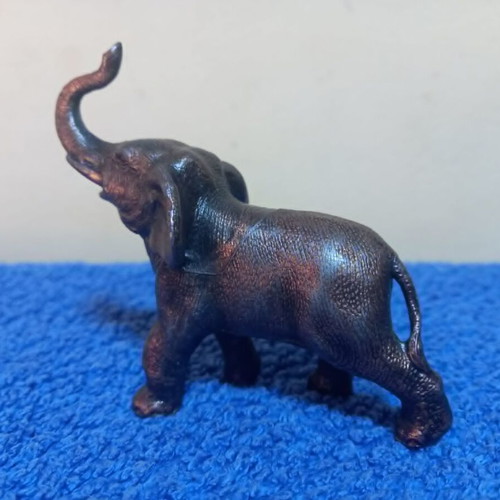 Small cast metal elephant figurine used, dark bronze finish