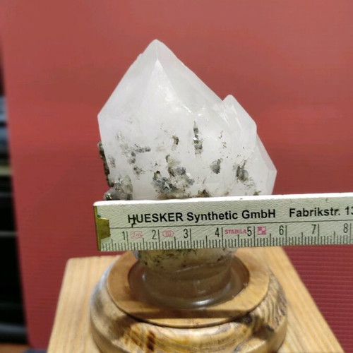 Polydidymos Quartz Crystal in Handmade Antique Wooden Base