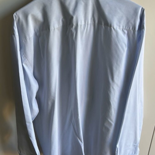 Men's striped blue shirt M&S used with chest pocket and cufflinks