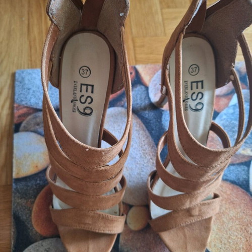 High Heeled Sandals Size 37 Tan Like New